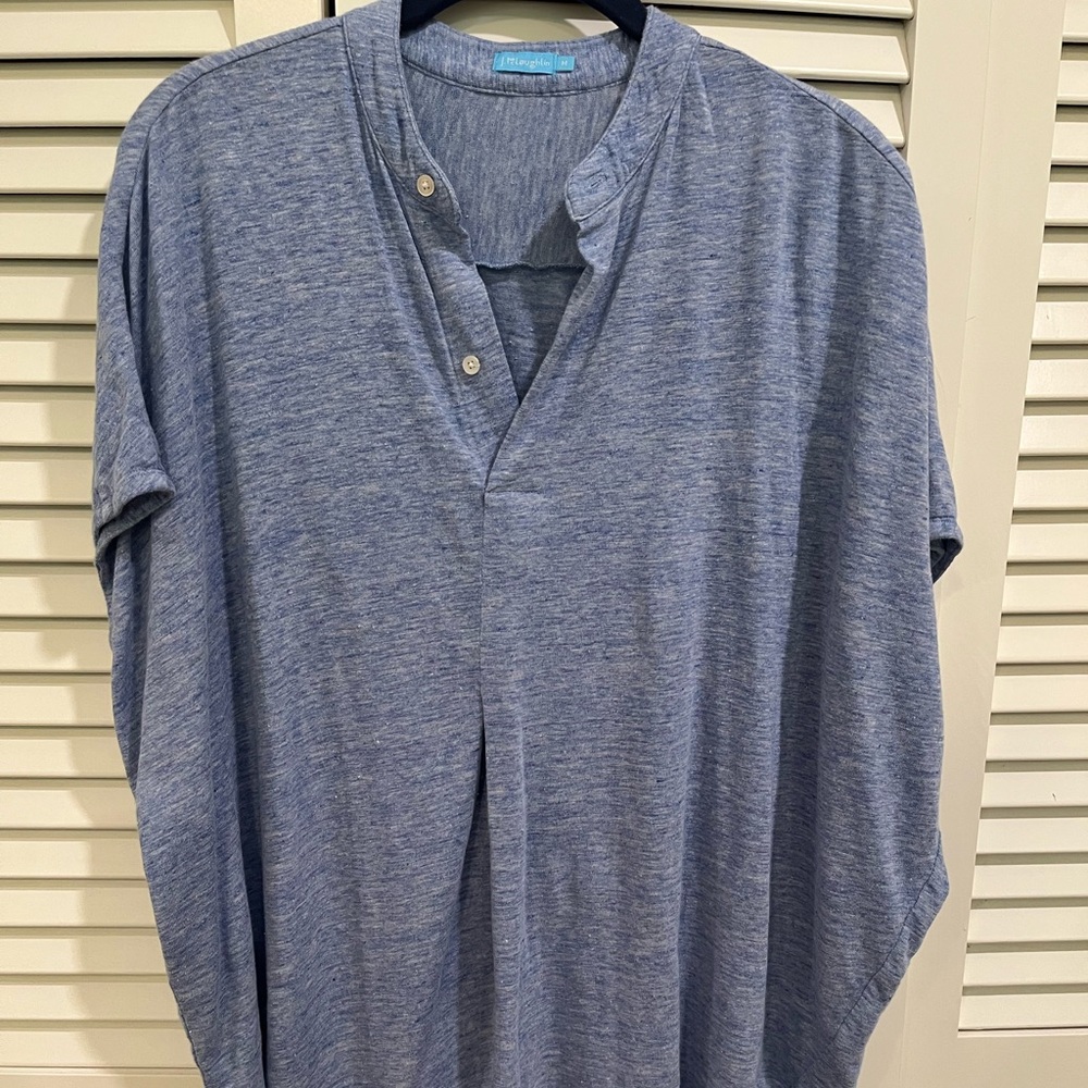 Women's Casual Blue linen blend Shirt
